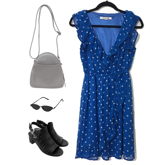 Forever 21 Dresses & Skirts - Forever 21 ruffle polka dot wrap dress